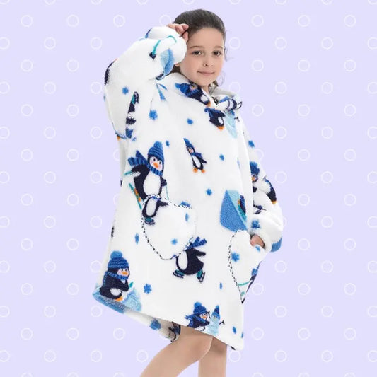Kids Blanket Hoodie (Penguins) CozyLyf